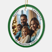 Vrolijk Kerstfeest Familie Foto's Aangepaste naam Keramisch Ornament (Links)