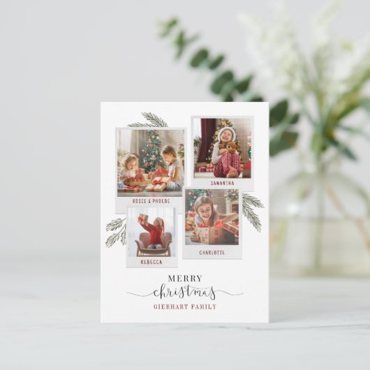 Vrolijk Kerstfeest Familie Foto's Elegant Feestdagenkaart (Staand voorkant)