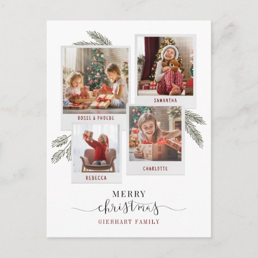 Vrolijk Kerstfeest Familie Foto's Elegant Feestdagenkaart (Voorkant)