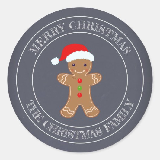 Vrolijk Kerstfeest Familie Gingerbread Ronde Sticker (Voorkant)