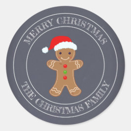 Vrolijk Kerstfeest Familie Gingerbread Ronde Sticker