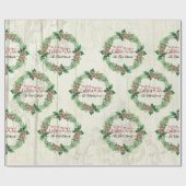 Vrolijk Kerstfeest Familie Krans Pine Kegelboerder Cadeaupapier (Vlak)