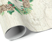 Vrolijk Kerstfeest Familie Krans Pine Kegelboerder Cadeaupapier (Rol Hoek)