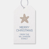 Vrolijk Kerstfeest Familie Kust Stijl Zeester Cadeaulabel (Voorkant)