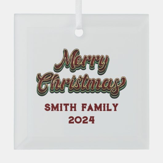 Vrolijk Kerstfeest - Familie Matching Glas Ornament (Voorkant)
