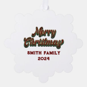 Vrolijk Kerstfeest - Familie Matching Ornament Kaart