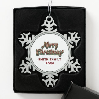 Vrolijk Kerstfeest - Familie Matching Tin Sneeuwvlok Ornament