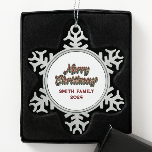 Vrolijk Kerstfeest - Familie Matching Tin Sneeuwvlok Ornament (Kistje)