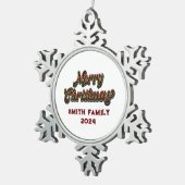 Vrolijk Kerstfeest - Familie Matching Tin Sneeuwvlok Ornament (Rechts)