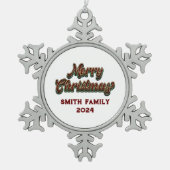 Vrolijk Kerstfeest - Familie Matching Tin Sneeuwvlok Ornament (Voorkant)
