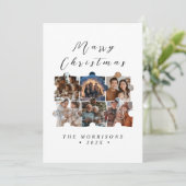 Vrolijk Kerstfeest Familie Puzzel Collage Foto's Feestdagenkaart (Staand voorkant)