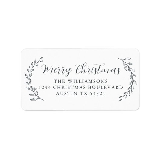 Vrolijk Kerstfeest Familie Terugkeer Adres Bladerd Etiket (Voorkant)