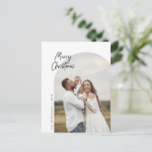 Vrolijk kerstfeest, familiefoto, boog Lijst groet Briefkaart (Staand voorkant)