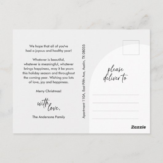 Vrolijk kerstfeest, familiefoto, boog Lijst groet Briefkaart (Achterkant)