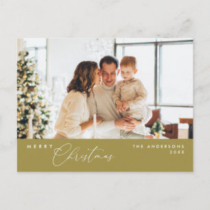 Vrolijk Kerstfeest Familiefoto, Classy Gold Briefkaart