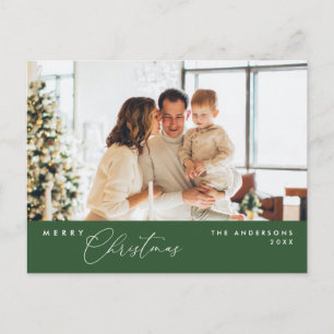 Vrolijk Kerstfeest Familiefoto, Forest Green Briefkaart