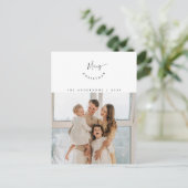 Vrolijk kerstfeest, familiefoto, hedendaags script briefkaart (Staand voorkant)