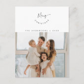 Vrolijk kerstfeest, familiefoto, hedendaags script briefkaart (Voorkant)