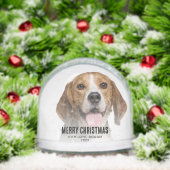Vrolijk Kerstfeest Familiefoto met Hond Custom Sneeuwbol (Kerstmis)