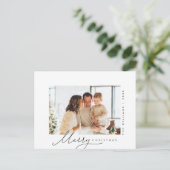 Vrolijk kerstfeest, familiefoto, minimalistisch sc briefkaart (Staand voorkant)