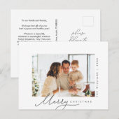Vrolijk kerstfeest, familiefoto, minimalistisch sc briefkaart (Voorkant / Achterkant)