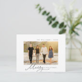 Vrolijk kerstfeest, familiefoto, minimalistisch sc briefkaart (Staand voorkant)