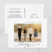 Vrolijk kerstfeest, familiefoto, minimalistisch sc briefkaart (Voorkant / Achterkant)