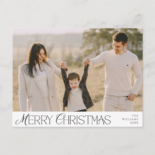 Vrolijk kerstfeest familiefoto, modern elegant briefkaart (Voorkant)