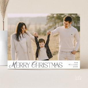 Vrolijk kerstfeest familiefoto, modern elegant briefkaart