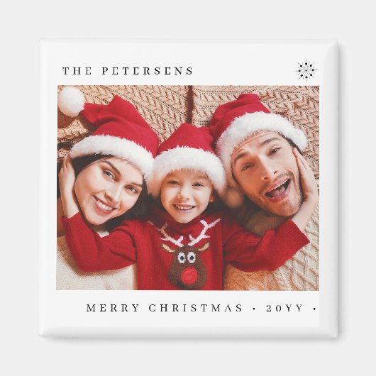 Vrolijk kerstfeest familiefoto modern minimalistis magneet (Voorkant)