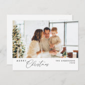 Vrolijk Kerstfeest Familiefoto, Modern Romantisch Briefkaart (Voorkant / Achterkant)