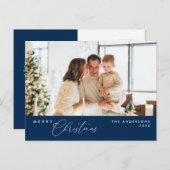 Vrolijk Kerstfeest Familiefoto, Modern Romantisch Briefkaart (Voorkant / Achterkant)