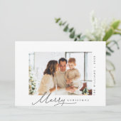 Vrolijk kerstfeest, familiefoto, modern script feestdagenkaart (Staand voorkant)