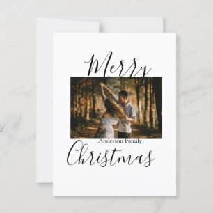 Vrolijk kerstfeest familiefoto moderne elegante ru briefkaart