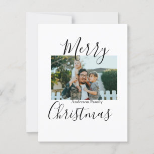 Vrolijk kerstfeest familiefoto moderne elegante ru briefkaart