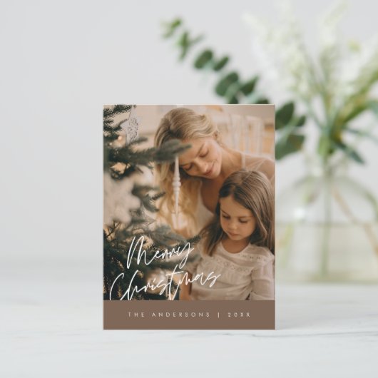 Vrolijk Kerstfeest Familiefoto, Navy Blue Briefkaart (Staand voorkant)