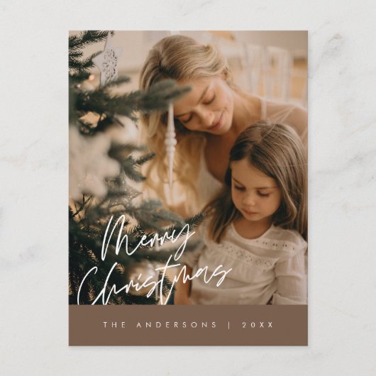 Vrolijk Kerstfeest Familiefoto, Navy Blue Briefkaart (Voorkant)