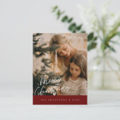 Vrolijk Kerstfeest Familiefoto, Navy Blue Briefkaart (Staand voorkant)