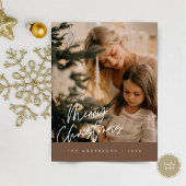 Vrolijk Kerstfeest Familiefoto, Navy Blue Briefkaart