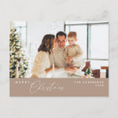 Vrolijk Kerstfeest Familiefoto, Taupe Brown Briefkaart (Voorkant)