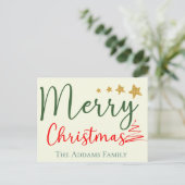 Vrolijk Kerstfeest Familienaam Boom Wenst Briefkaa Briefkaart (Staand voorkant)
