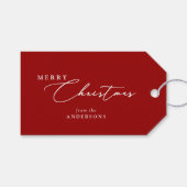 Vrolijk Kerstfeest Familienaam Elegant Script Mini Cadeaulabel (Voorkant (Horizontaal))