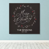 Vrolijk kerstfeest - familienaam / Est. Vakantie S Canvas Afdruk (Insitu (Houten vloer))