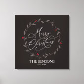 Vrolijk kerstfeest - familienaam / Est. Vakantie S Canvas Afdruk (Voorkant)