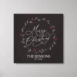Vrolijk kerstfeest - familienaam / Est. Vakantie S Canvas Afdruk