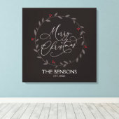 Vrolijk kerstfeest - familienaam / Est. Vakantie S Canvas Afdruk (Insitu (Houten vloer))