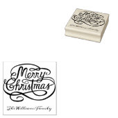 Vrolijk kerstfeest familienaam feestelijk decorati rubberstempel (Gestempeld)