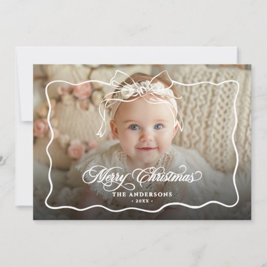 Vrolijk Kerstfeest Familienaam & Foto Feestdagenkaart (Voorkant)