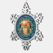 Vrolijk kerstfeest familienaam Holly bessen foto Tin Sneeuwvlok Ornament (Rechts)