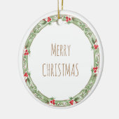 Vrolijk Kerstfeest Familienaam Jaar Feestelijke Va Keramisch Ornament (Links)